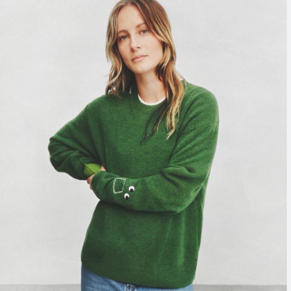 ANYA HINDMARCH 100% Premium Lambswool Crew Neck Sweater